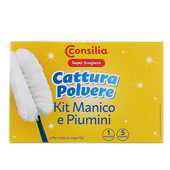 Kit Piumino Sistema Cattura Polvere 5 Piumini - 1 Manico -  